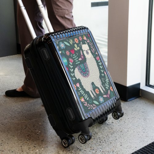 Cute Llama Floral Design  Personalize Luggage