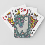 Cute Llama Floral Design Playing Cards at Zazzle