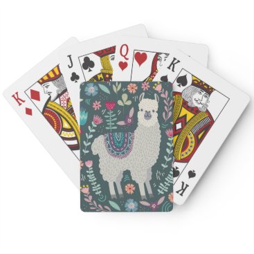 Cute Llama Floral Design Playing Cards Cute Llama Floral Design Playing Cards