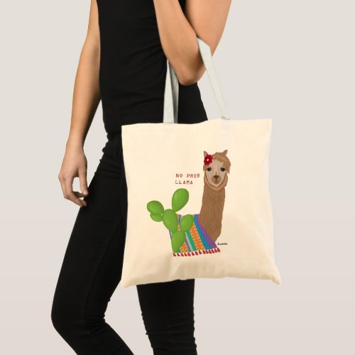 Cute Llama Floral South America Peru No Prob Llama Tote Bag