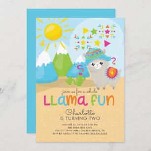 Cute Llama Fun Birthday Invitation