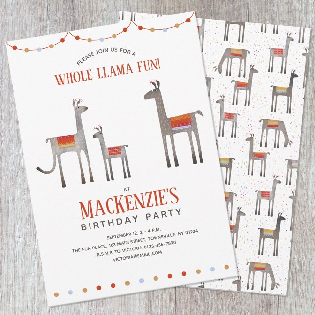 Cute Llama Fun Birthday Invitation (Creator Uploaded)