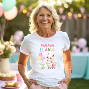 Cute Llama Fun Girl 1st Birthday Nana Name T-Shirt