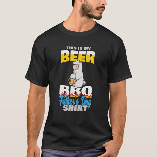 Cute Llama Funny Bbq Grilling Beer Lover Father's T-Shirt (Front)