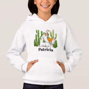 Cute llama girls add name hoodie