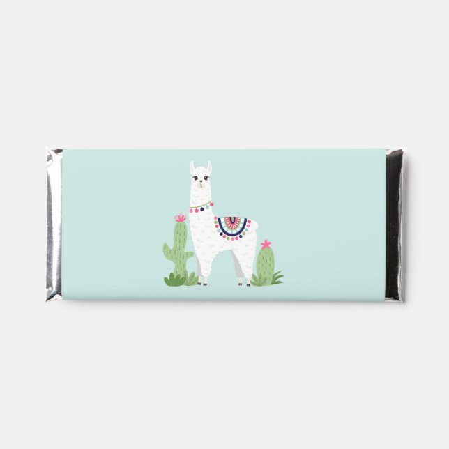 Cute Llama Girl's Birthday Party Hershey Bar Favors (Front)