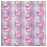 Cute Llama Heart Gingham Plaid Pink Purple White Fabric