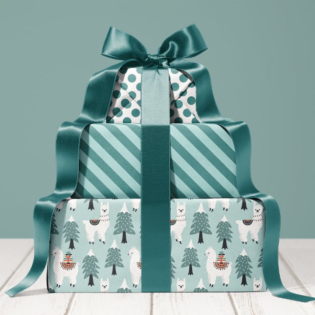 Cute Llama Holiday Christmas Wrapping Paper Sheets (Creator Uploaded)