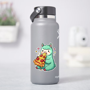 Cute Llama Hugging Pizza Slice, Pizza Lover Gift Sticker