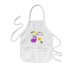 Cute Llama I wanna be a unicorn Kids' Apron