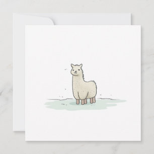 Cute Llama Illustration - Adorable and Calm Llama Holiday Card