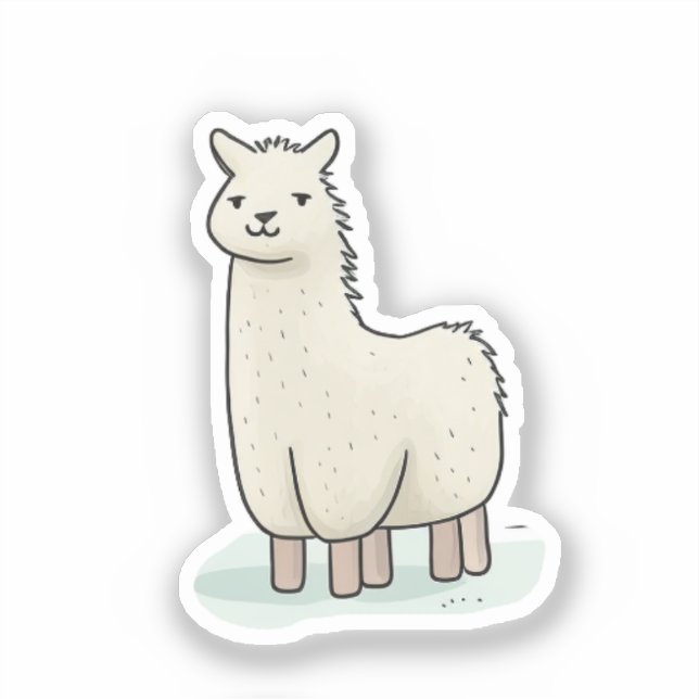 Cute Llama Illustration - Adorable and Calm Llama  Sticker (Front)