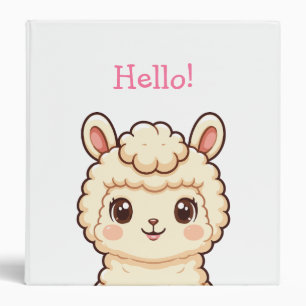 Cute llama illustration design 3 ring binder