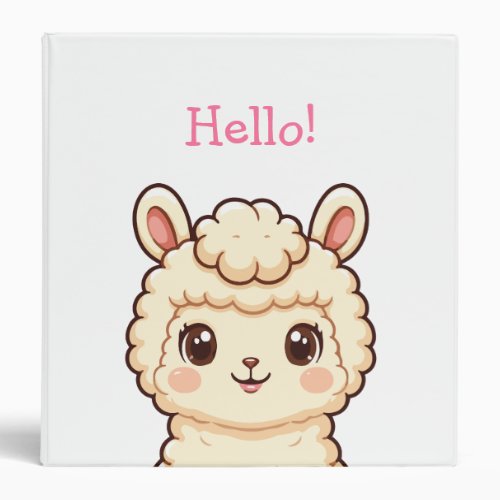 Cute llama illustration design 3 ring binder