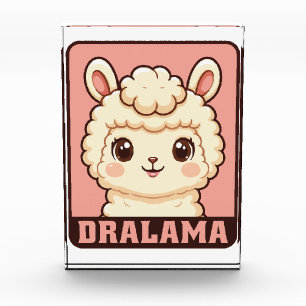 Cute llama illustration design acrylic award