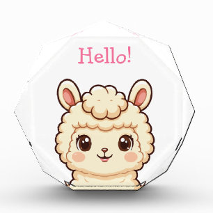 Cute llama illustration design acrylic award