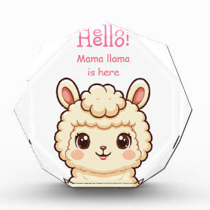 Cute llama illustration design acrylic award