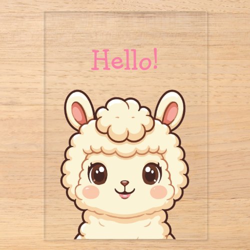 Cute llama illustration design acrylic invitations
