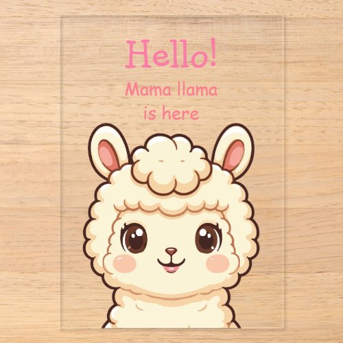 Cute llama illustration design acrylic invitations