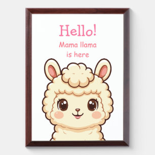 Cute llama illustration design award plaque