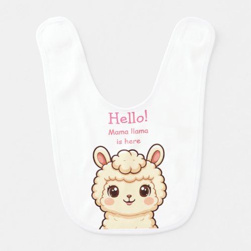 Cute llama illustration design baby bib