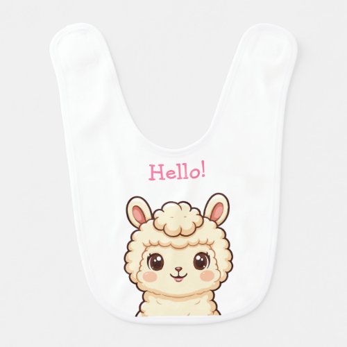 Cute llama illustration design baby bib