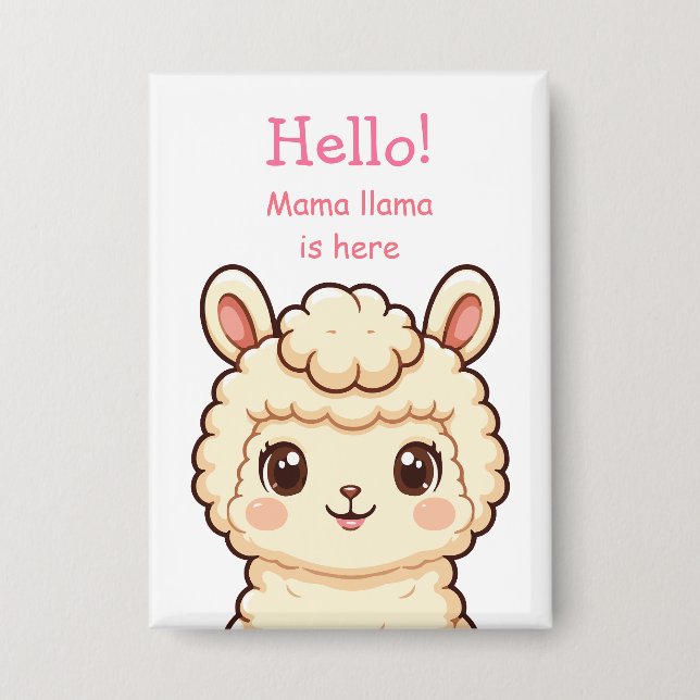 Cute llama illustration design button (Front)