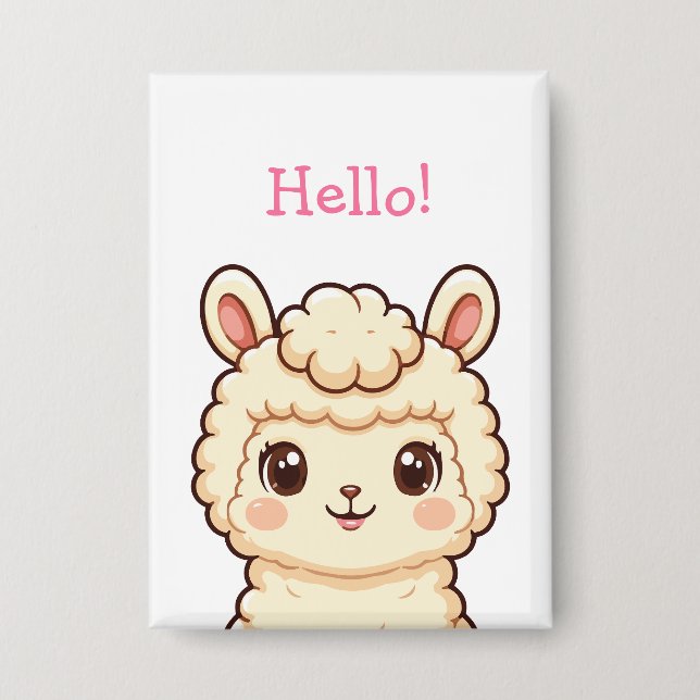 Cute llama illustration design button (Front)