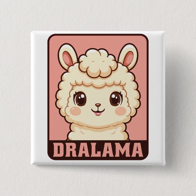 Cute llama illustration design button (Front)