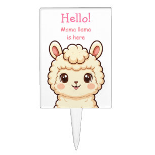 Cute llama illustration design cake topper