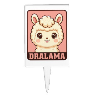 Cute llama illustration design cake topper