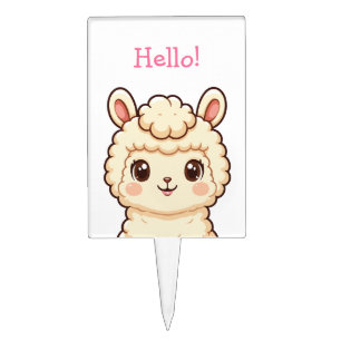 Cute llama illustration design cake topper