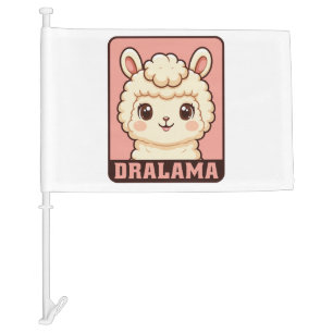Cute llama illustration design car flag
