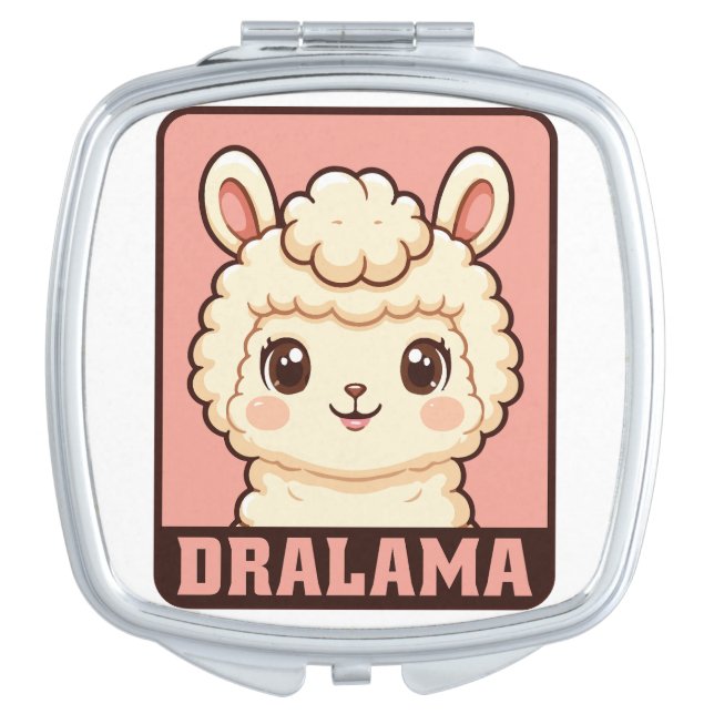 Cute llama illustration design compact mirror (Front)