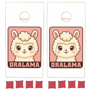Cute llama illustration design cornhole set