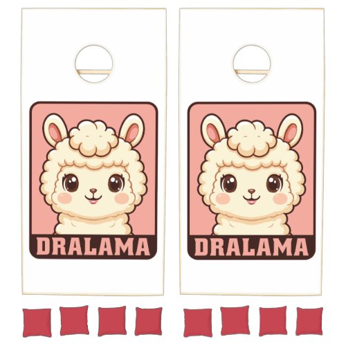 Cute llama illustration design cornhole set