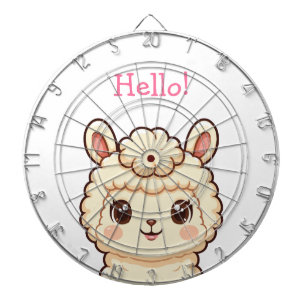 Cute llama illustration design dart board
