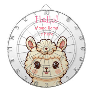 Cute llama illustration design dart board