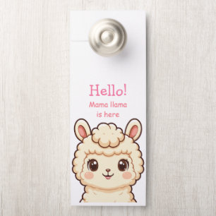Cute llama illustration design door hanger