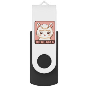 Cute llama illustration design flash drive