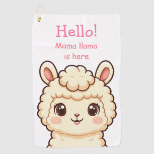 Cute llama illustration design golf towel