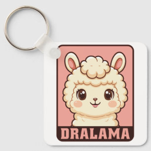 Cute llama illustration design keychain