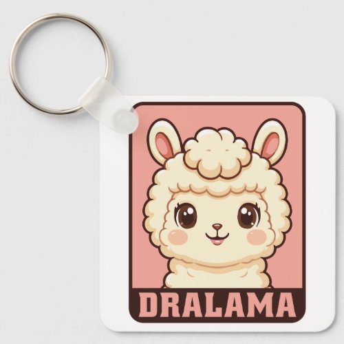 Cute llama illustration design keychain