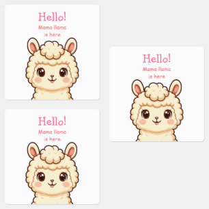 Cute llama illustration design labels