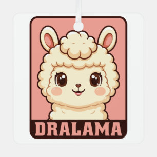 Cute llama illustration design metal ornament
