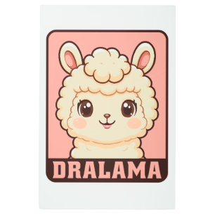 Cute llama illustration design metal print