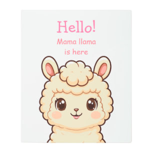 Cute llama illustration design metal print