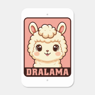 Cute llama illustration design metal sign