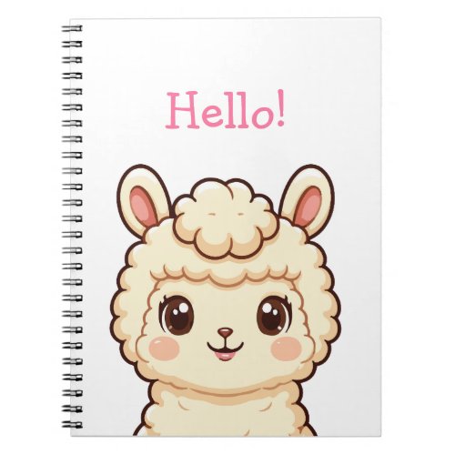 Cute llama illustration design notebook