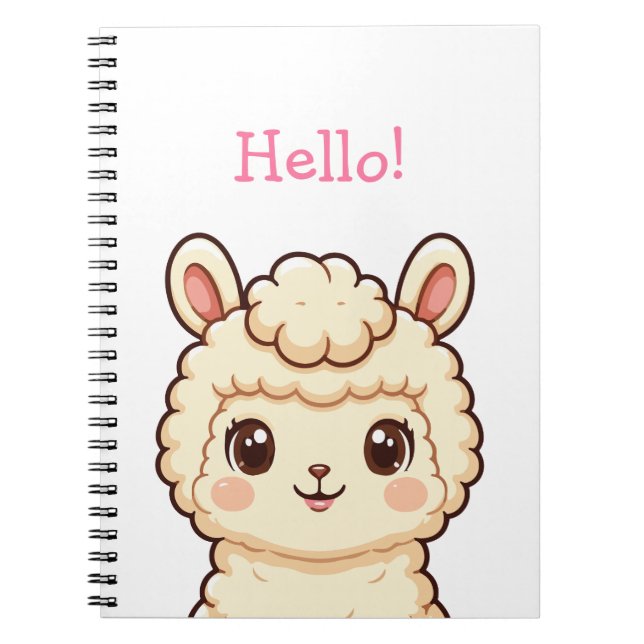 Cute llama illustration design notebook (Front)